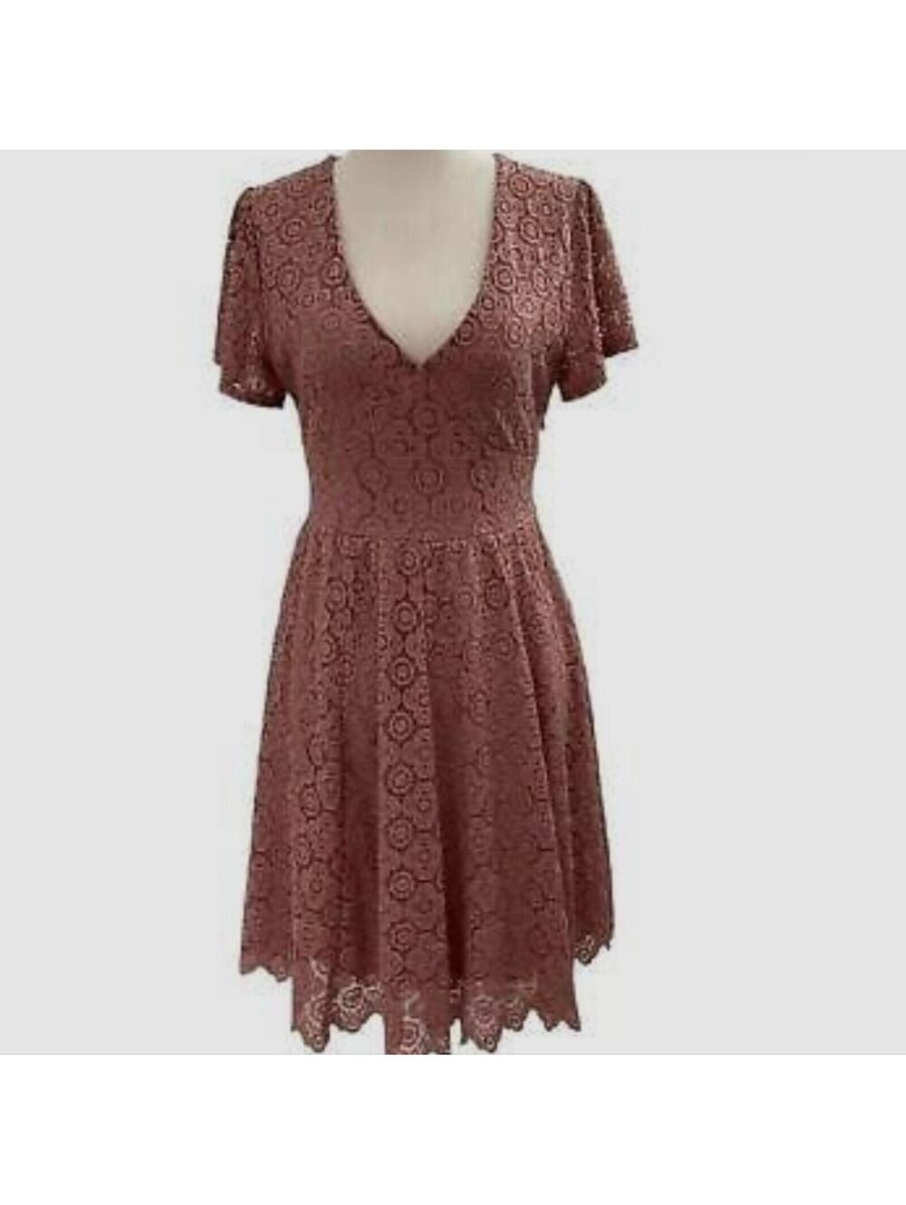 Altar'd State Mauve Pink V-Neck Lace Mini Dress Size Small